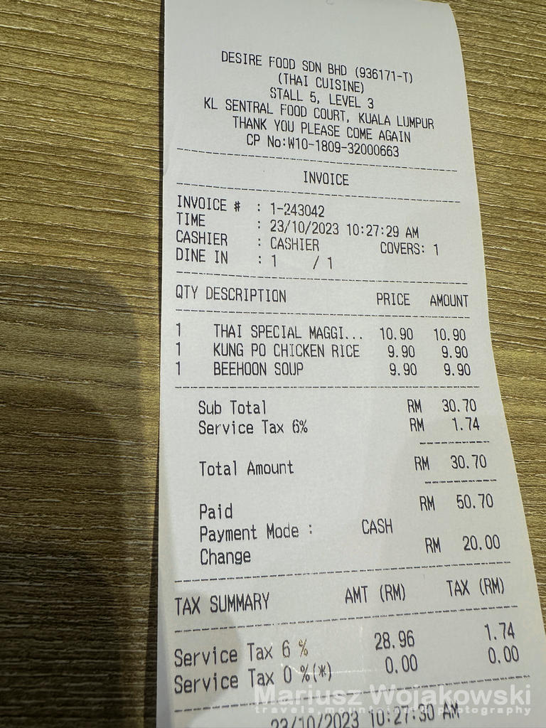 rachunek w Petronas Towers